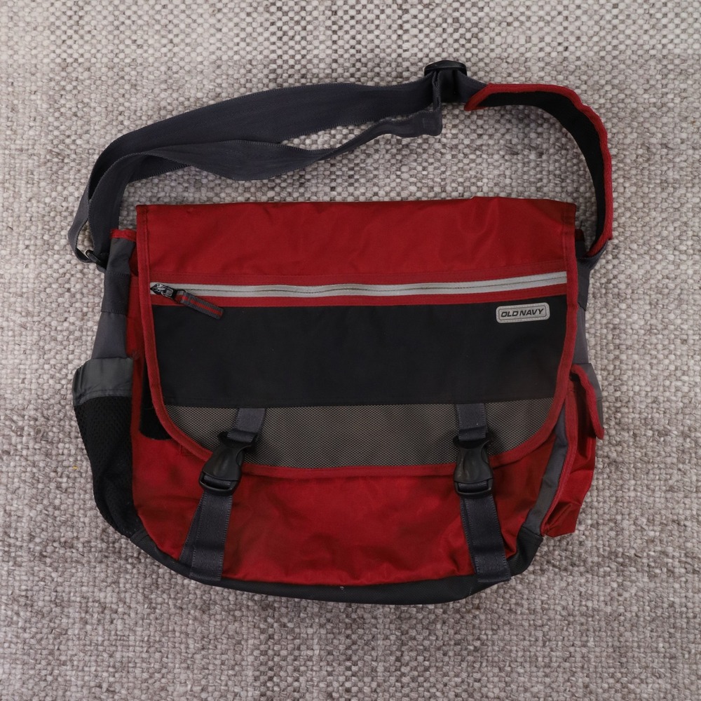 Y2K Old Navy Messenger Bag Unisex OS Red Black Vintage 2003 Techwear Laptop Bag